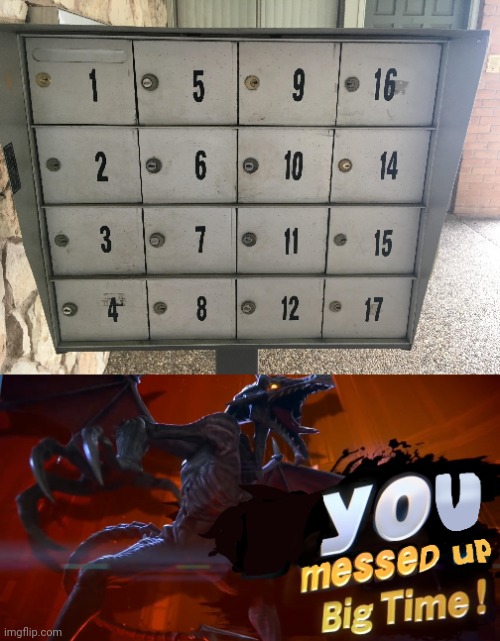 13 being missed and the ones in the right are out of order | image tagged in ridley you messed up big time,mail,numbers,number,you had one job,memes | made w/ Imgflip meme maker