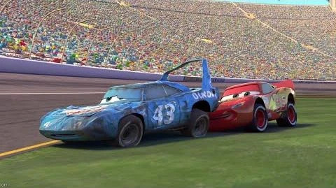 High Quality Lightning McQueen pushes The King Blank Meme Template