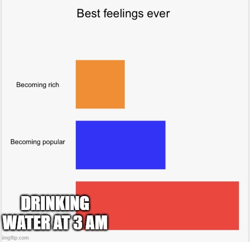 the best felling ever! | DRINKING WATER AT 3 AM | image tagged in best feelings graph | made w/ Imgflip meme maker