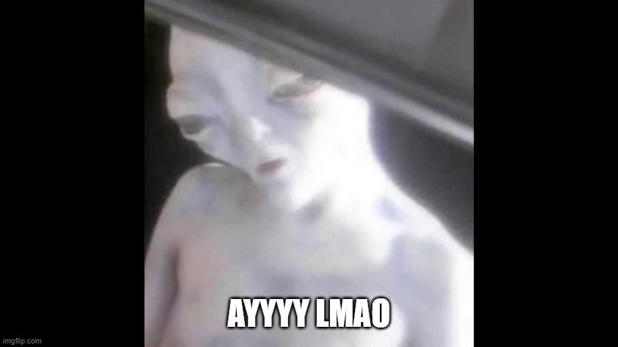 ayy lmao alien in car | AYYYY LMAO | image tagged in ayy lmao alien in car | made w/ Imgflip meme maker