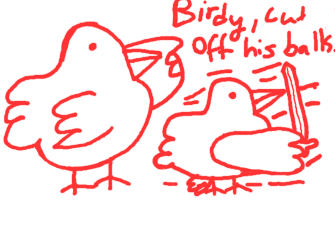 Birdy, cut off his balls. Blank Meme Template