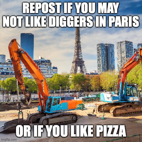 first time i did one of these | REPOST IF YOU MAY NOT LIKE DIGGERS IN PARIS; OR IF YOU LIKE PIZZA | made w/ Imgflip meme maker