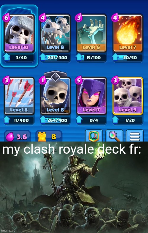 my deck works really well too idk why | my clash royale deck fr: | image tagged in necromancers | made w/ Imgflip meme maker