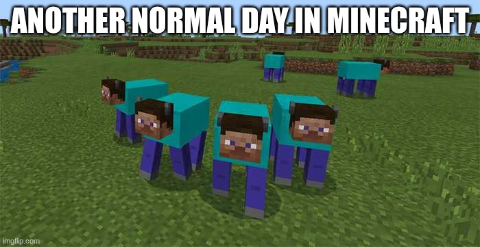finally a normal day | ANOTHER NORMAL DAY IN MINECRAFT | image tagged in me and the boys | made w/ Imgflip meme maker