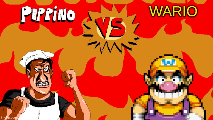 Peppino VS Wario | WARIO | image tagged in peppino vs blank | made w/ Imgflip meme maker