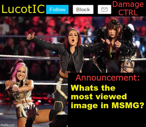 . | Whats the most viewed image in MSMG? | image tagged in lucotic's damage ctrl announcement temp | made w/ Imgflip meme maker