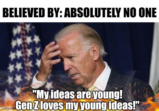 If hoop-and-stick was a popular game when you were born, you ain't young. Maybe if you were born when the PS2 was new? | BELIEVED BY: ABSOLUTELY NO ONE; "My ideas are young! Gen Z loves my young ideas!" | image tagged in joe biden worries,old,liberal logic,voting,2024,hopeless | made w/ Imgflip meme maker