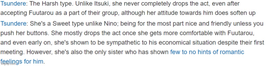 Tsundere difference between Nino and Itsuki | made w/ Imgflip meme maker