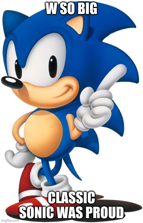 Sonic The Hedgehog | W SO BIG; CLASSIC SONIC WAS PROUD | image tagged in sonic the hedgehog | made w/ Imgflip meme maker