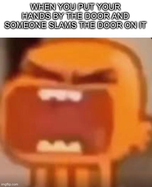WHEN YOU PUT YOUR HANDS BY THE DOOR AND SOMEONE SLAMS THE DOOR ON IT | image tagged in memes,funny memes,relatable | made w/ Imgflip meme maker