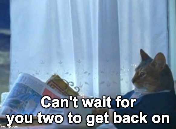 I Should Buy A Boat Cat | Can't wait for you two to get back on | image tagged in memes,i should buy a boat cat | made w/ Imgflip meme maker