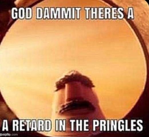 Retard in my pringles | image tagged in retard in my pringles | made w/ Imgflip meme maker