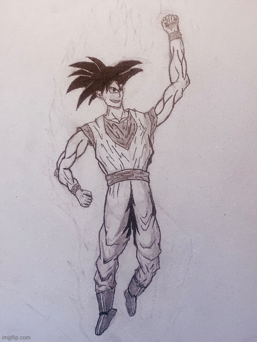 I still don’t have a new sketchbook, but I found a good piece of paper | image tagged in goku,drawing | made w/ Imgflip meme maker