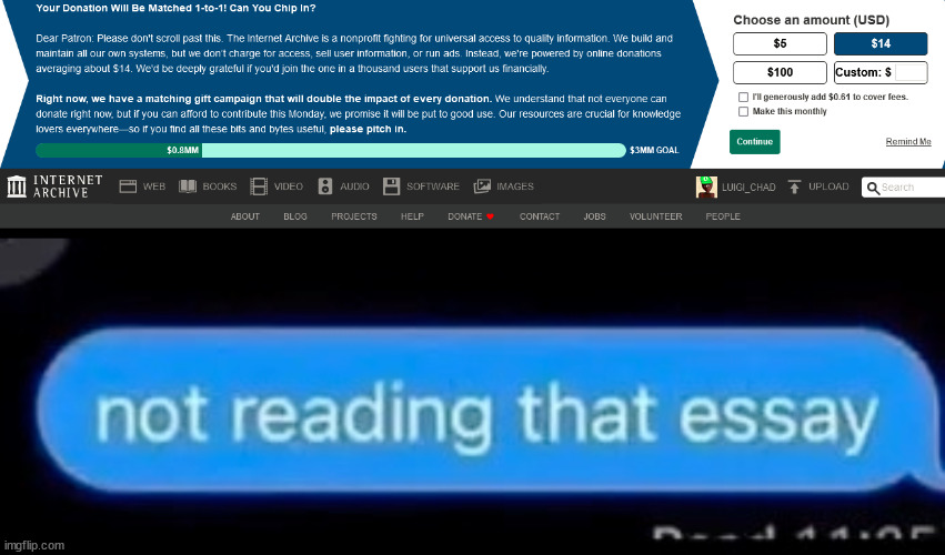 image tagged in not reading that essay | made w/ Imgflip meme maker