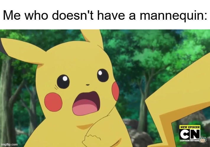 Scared Pikachu | Me who doesn't have a mannequin: | image tagged in scared pikachu | made w/ Imgflip meme maker