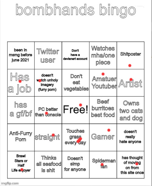I used to own two cats and one dog | image tagged in bombhands bingo | made w/ Imgflip meme maker