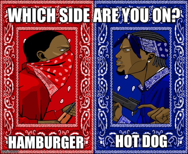 Hmmm… | HAMBURGER; HOT DOG | image tagged in which side are you on | made w/ Imgflip meme maker