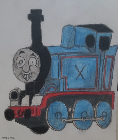 King X (Faker Form) | image tagged in sonic exe,thomas the tank engine,drawing | made w/ Imgflip meme maker