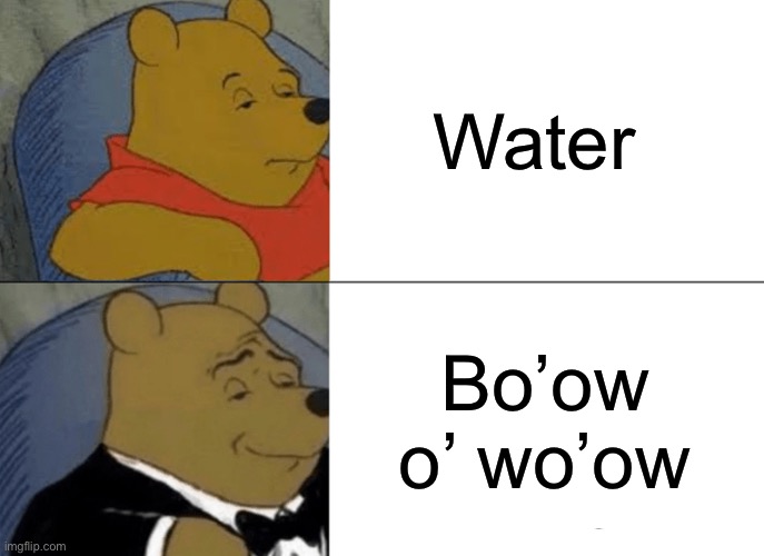 The British way is the best | Water; Bo’ow o’ wo’ow | image tagged in memes,tuxedo winnie the pooh | made w/ Imgflip meme maker