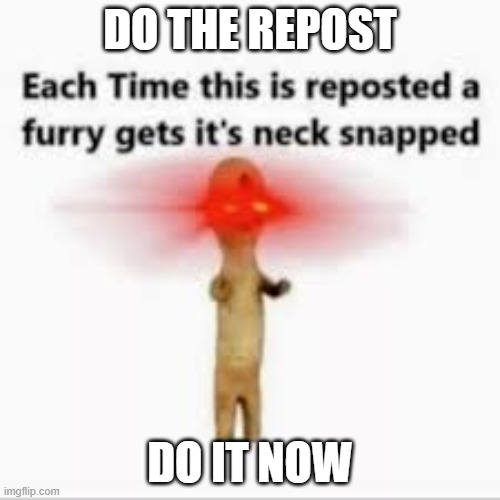 funny meme you need to repost | DO THE REPOST; DO IT NOW | image tagged in anti-furry | made w/ Imgflip meme maker