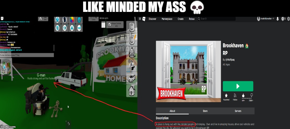 like minded my ass | LIKE MINDED MY ASS 💀 | image tagged in roblox,cringe | made w/ Imgflip meme maker