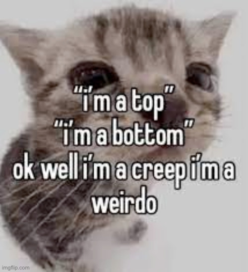 i'm a top i'm a bottom ok well i'm a creep i'm a weirdo | image tagged in i'm a top i'm a bottom ok well i'm a creep i'm a weirdo | made w/ Imgflip meme maker