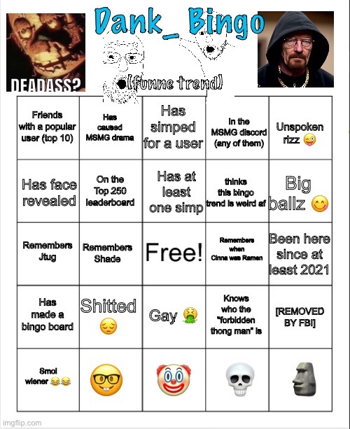Idk it bc funne | image tagged in dank bingo | made w/ Imgflip meme maker