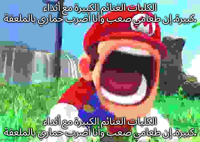 Mario screaming | الكلبات الغنائم الكبيرة مع أثداء كبيرة. إن طعامي صعب وأنا أضرب حماري بالملعقة. الكلبات الغنائم الكبيرة مع أثداء كبيرة. إن طعامي صعب وأنا أضرب حماري بالملعقة. | image tagged in mario screaming | made w/ Imgflip meme maker