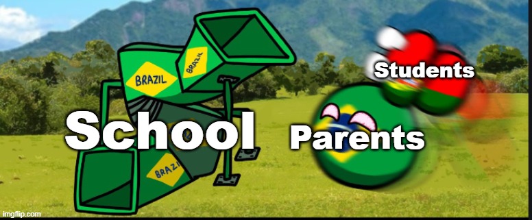 Students When It's The First Day Of School | Students; School; Parents | image tagged in you are going to brazil countryballs,brazil,portugal,school,parents,students | made w/ Imgflip meme maker