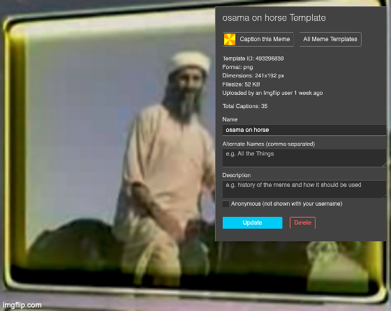 that's a lot of captions | image tagged in osama on horse | made w/ Imgflip meme maker
