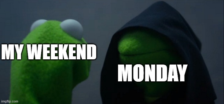 Evil Kermit Meme | MY WEEKEND; MONDAY | image tagged in memes,evil kermit | made w/ Imgflip meme maker