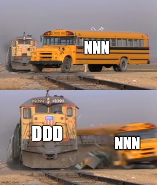 people at 11:59 NOVEMBER 30 | NNN; DDD; NNN | image tagged in a train hitting a school bus,funny | made w/ Imgflip meme maker