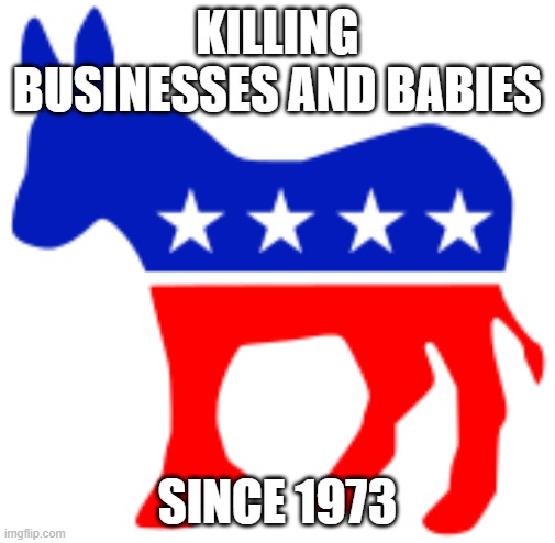 Democratic Party | KILLING BUSINESSES AND BABIES; SINCE 1973 | image tagged in democratic party | made w/ Imgflip meme maker