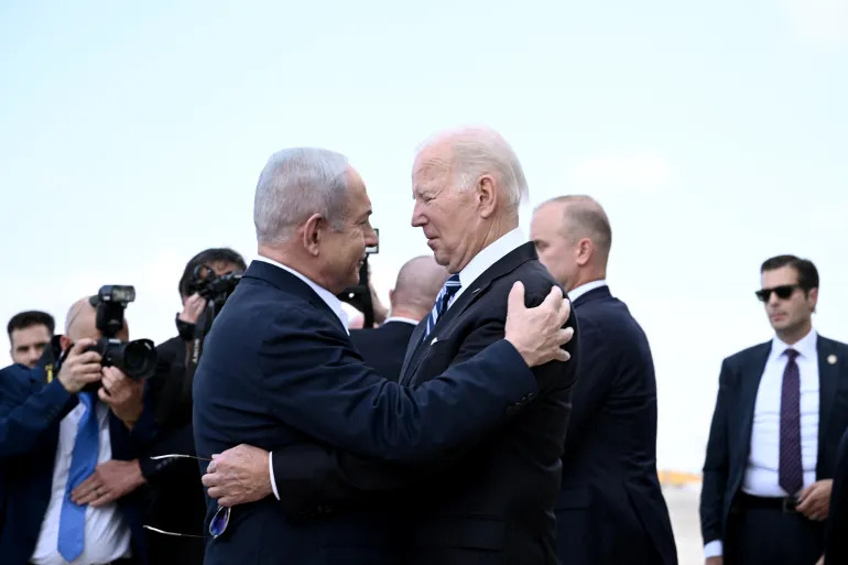 Biden-Netanyahu hug Blank Meme Template