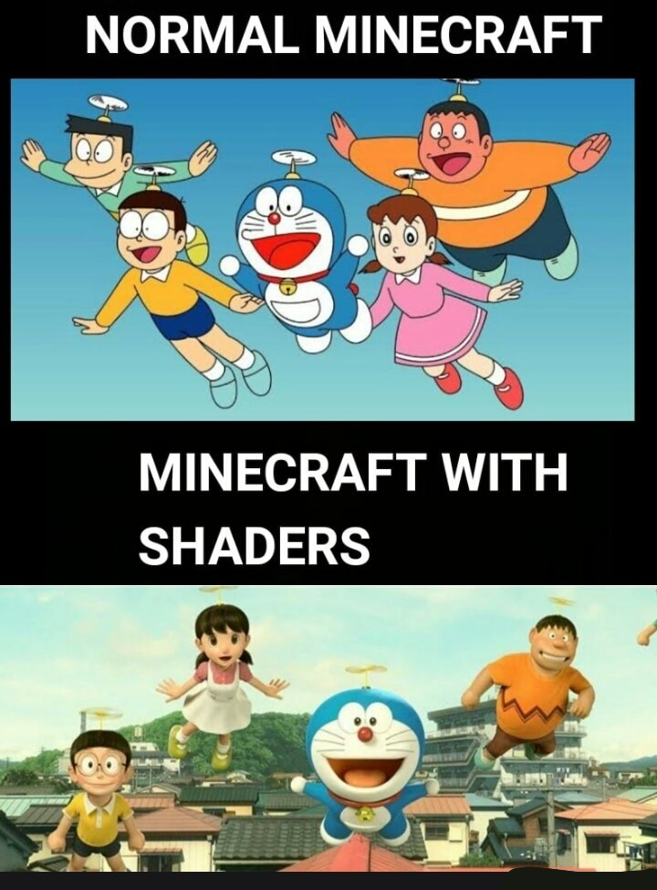 Minecraft with shaders Blank Meme Template