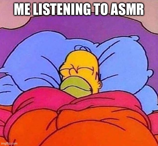Homer Simpson sleeping peacefully | ME LISTENING TO ASMR | image tagged in homer simpson sleeping peacefully | made w/ Imgflip meme maker