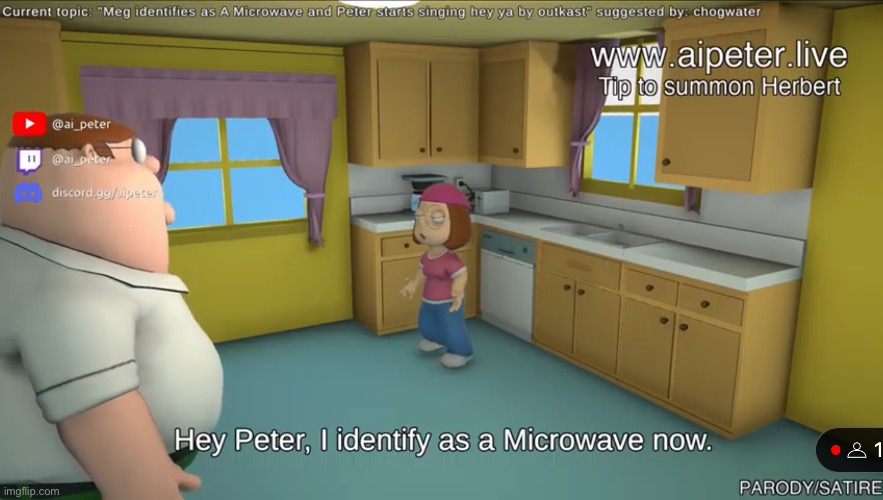 Meg the Microwave (ai Peter) | image tagged in ai peter | made w/ Imgflip meme maker