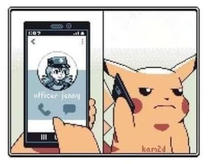 High Quality Pikachu phone officer Jenny Blank Meme Template