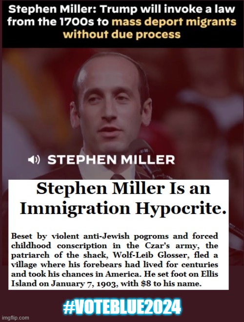 Stephen Miller Immigration | #VOTEBLUE2024 | image tagged in stephen miller,republican,conservative,maga,maga republicans | made w/ Imgflip meme maker