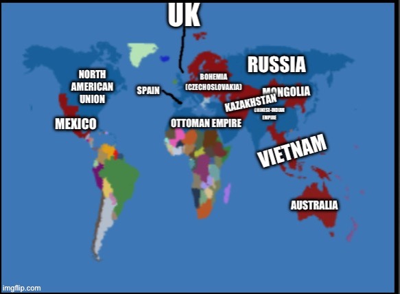 My idea of a map of earth during the time of md. (Also note that ww3 is going on in this time) | made w/ Imgflip meme maker