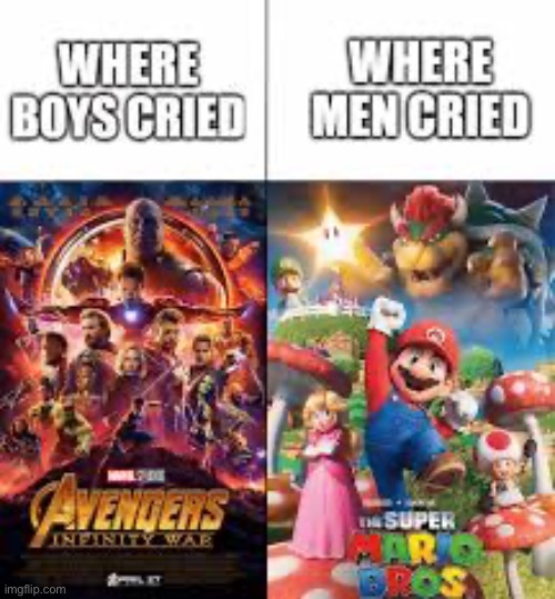 Where men cried | image tagged in mario,avengers | made w/ Imgflip meme maker