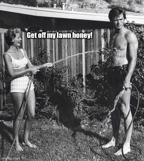 Get off my lawn | Get off my lawn honey! | image tagged in funny | made w/ Imgflip meme maker