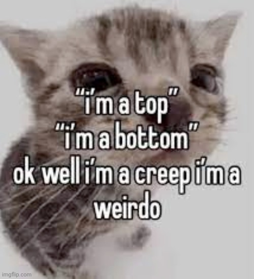 i'm a top i'm a bottom ok well i'm a creep i'm a weirdo | image tagged in i'm a top i'm a bottom ok well i'm a creep i'm a weirdo | made w/ Imgflip meme maker