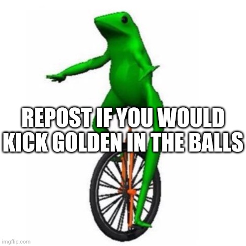 REPOST IF YOU WOULD KICK GOLDEN IN THE BALLS Blank Meme Template