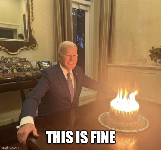 America under Biden | THIS IS FINE | image tagged in biden birthday cake on fire | made w/ Imgflip meme maker
