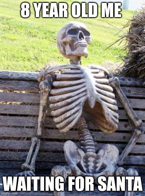 So true | 8 YEAR OLD ME; WAITING FOR SANTA | image tagged in memes,waiting skeleton | made w/ Imgflip meme maker