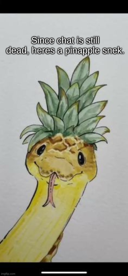 pinapple snek | Since chat is still dead, heres a pinapple snek. | image tagged in pinapple snek | made w/ Imgflip meme maker