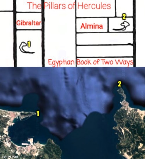 4,000-year-old Egyptian map of the Pillars of Hercules | image tagged in egypt,spain,map | made w/ Imgflip meme maker