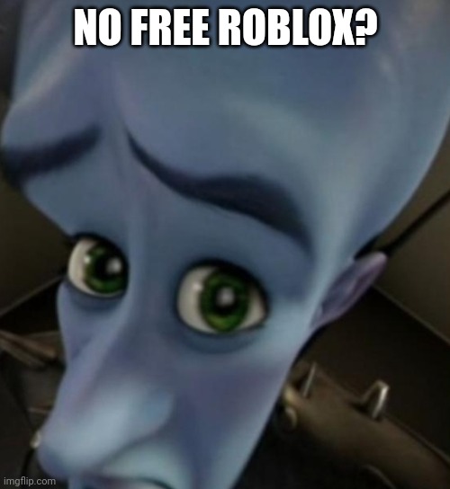 Megamind no bitches | NO FREE ROBLOX? | image tagged in megamind no bitches | made w/ Imgflip meme maker