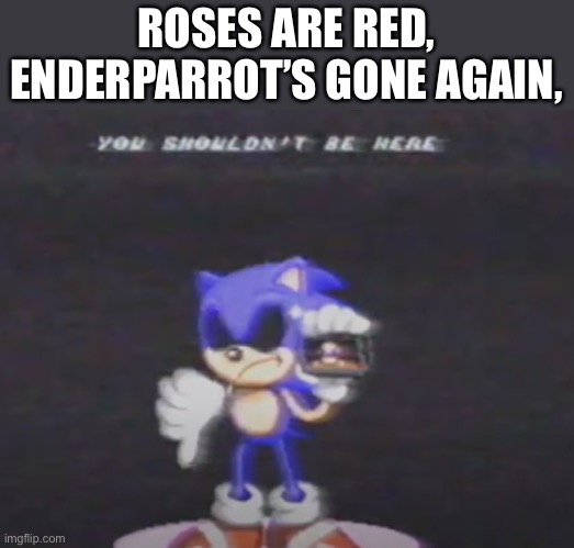 Also, how did sonic do that with his hand? | ROSES ARE RED, ENDERPARROT’S GONE AGAIN, | made w/ Imgflip meme maker